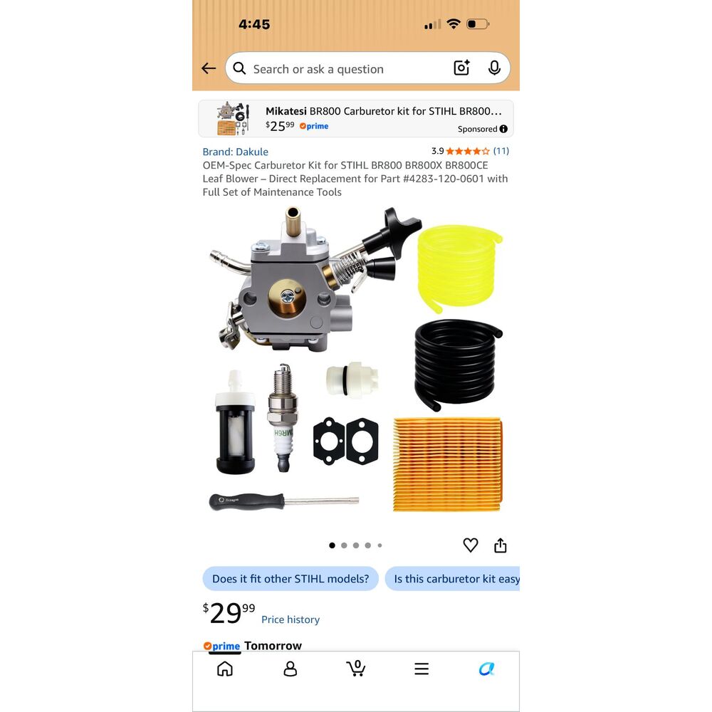 Carburetor Kit for STIHL BR800 BR800X BR800CE Leaf Blower